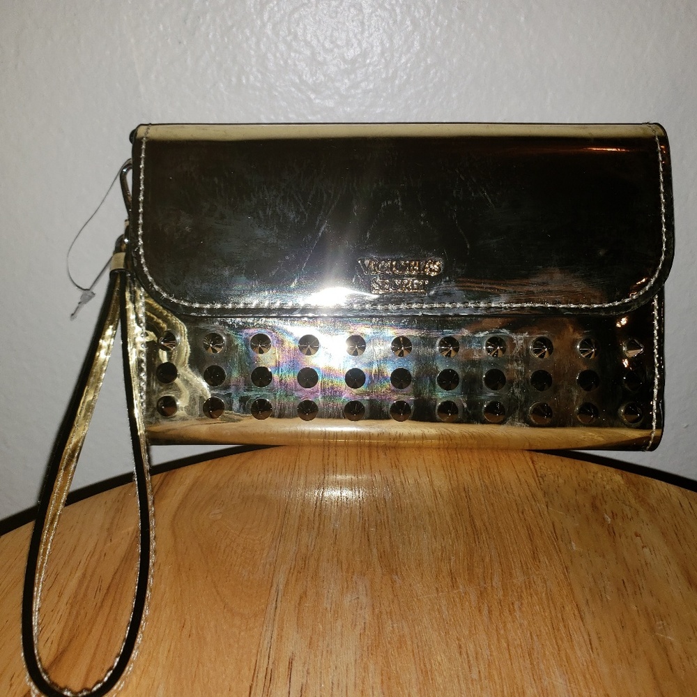 Victoria's Secret Metallic Gold Studded Clutch
